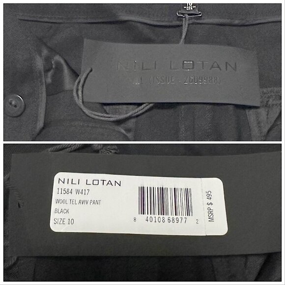 NILI LOTAN Tel Aviv Wool-blend Twill Straight-leg Pants In Black, Size 10, Nwt - Picture 5 of 15